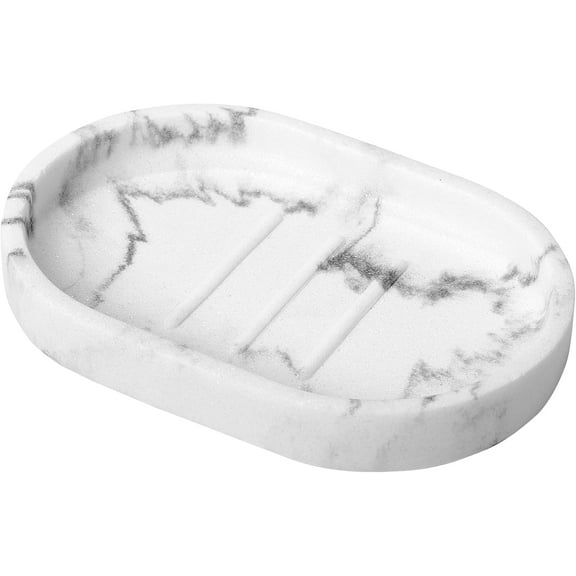 Luxspire Soap Dish, Bar Soap Holder, Soap Tray with Raised Design, Oval Soap Dish Soap Container for Bathroom Sink Kitchen Counter, Gravel White