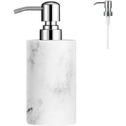 Luxspire Soap Dispenser, Marble White Lotion Soap Dispenser Bottle, Refillable Shampoo Container, Stainless Steel Pump Hand Soap Resin Dispenser for Bathroom, Kitchen, 10.8oz/320ml - Gravel White