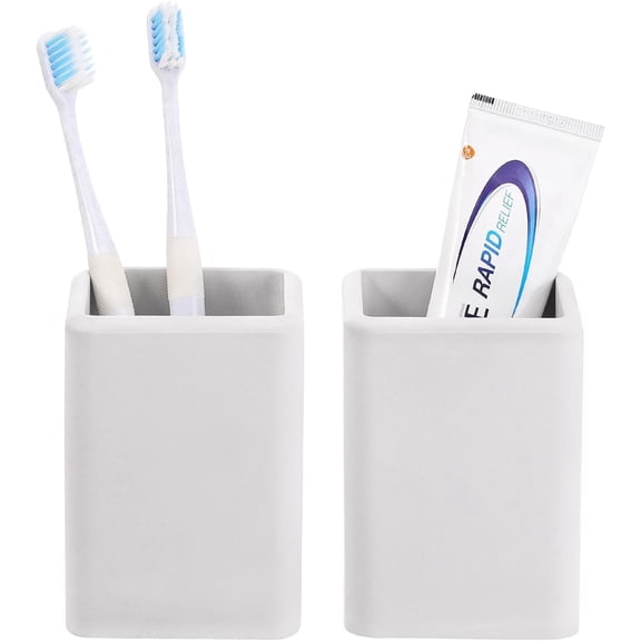 Luxspire Toothbrush Holders 【2 Pack】, Fast Drying Toothbrush Holders for Bathroom, Diatomite Toothbrush Cups Electric Toothbrush and Toothpaste Holder for Bathroom Countertop, Light Gray
