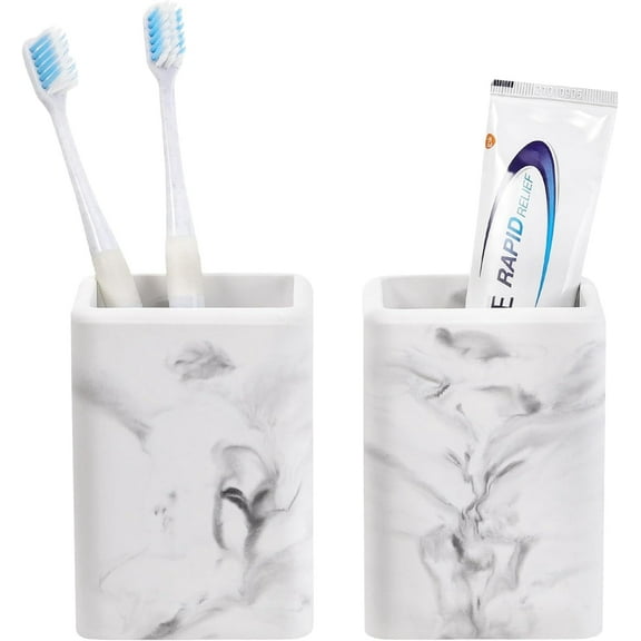 Luxspire Toothbrush Holders 【2 Pack】, Fast Drying Toothbrush Holders for Bathroom, Diatomite Toothbrush Cups Electric Toothbrush and Toothpaste Holder for Bathroom Countertop, Marble