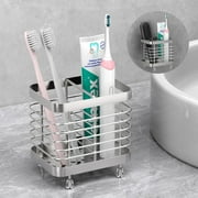 Luxspire Toothbrush Holders for Bathroom, Stainless Steel Electric Toothbrush Holder with Drain Holes, Toothbrush Toothpaste Razor Holder for Shower, Bathroom Accessories, Silver