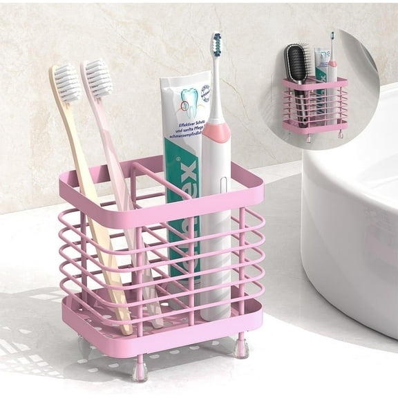 Luxspire Toothbrush Holders for Bathroom, Stainless Steel Electric Toothbrush Holder with Drain Holes, Toothbrush Toothpaste Razor Holder for Shower, Bathroom Accessories, Silver