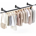 thumbnail image 1 of Luxspire Wall Mounted Clothes Rack, Industrial Pipe Clothing Rack, 41" Heavy Duty Extendable Iron Garment Bar, Multi-Purpose Hanging Rods for Clothes Bedroom, Laundry Room, Closet 1 Pack, Black, 1 of 7