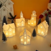 Luxstyra 11 Pcs White Ceramic Christmas Village Houses, Light Up Christmas Village Sets with Timer,Porcelain Xmas Town Village Sets,Ceramic Houses and Villages for Xmas Figurines Home Decor