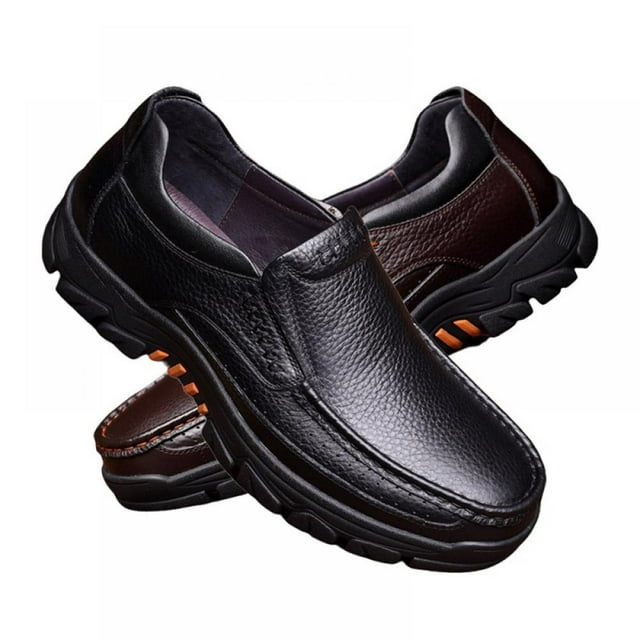 Luxsy Dress Men's Business Leather Shoes Men's Soft Soled Leather Casual Men's Shoes Men's Breathable Single Shoes Black