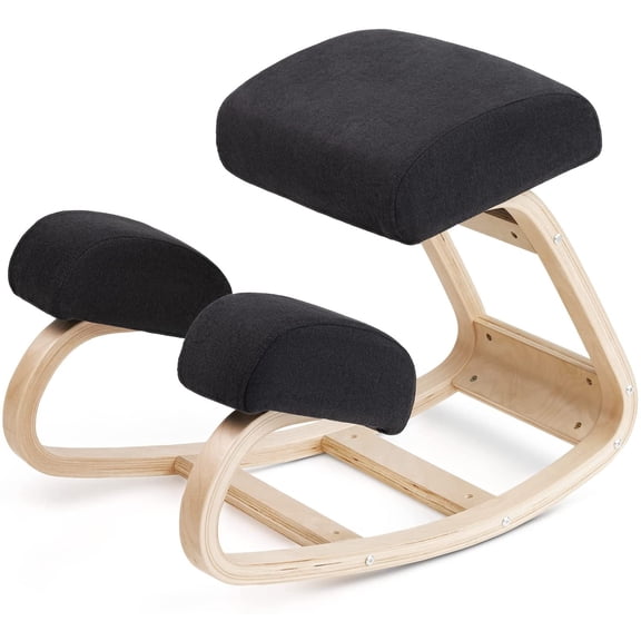 Luxton Home Ergonomic Kneeling Chair with Extra Padding - Posture Support Comfortable Desk Chair - Angled Rocking Stool & Balancing Seat - Natural Relief for Neck or Back Pain (with Extra Padding)