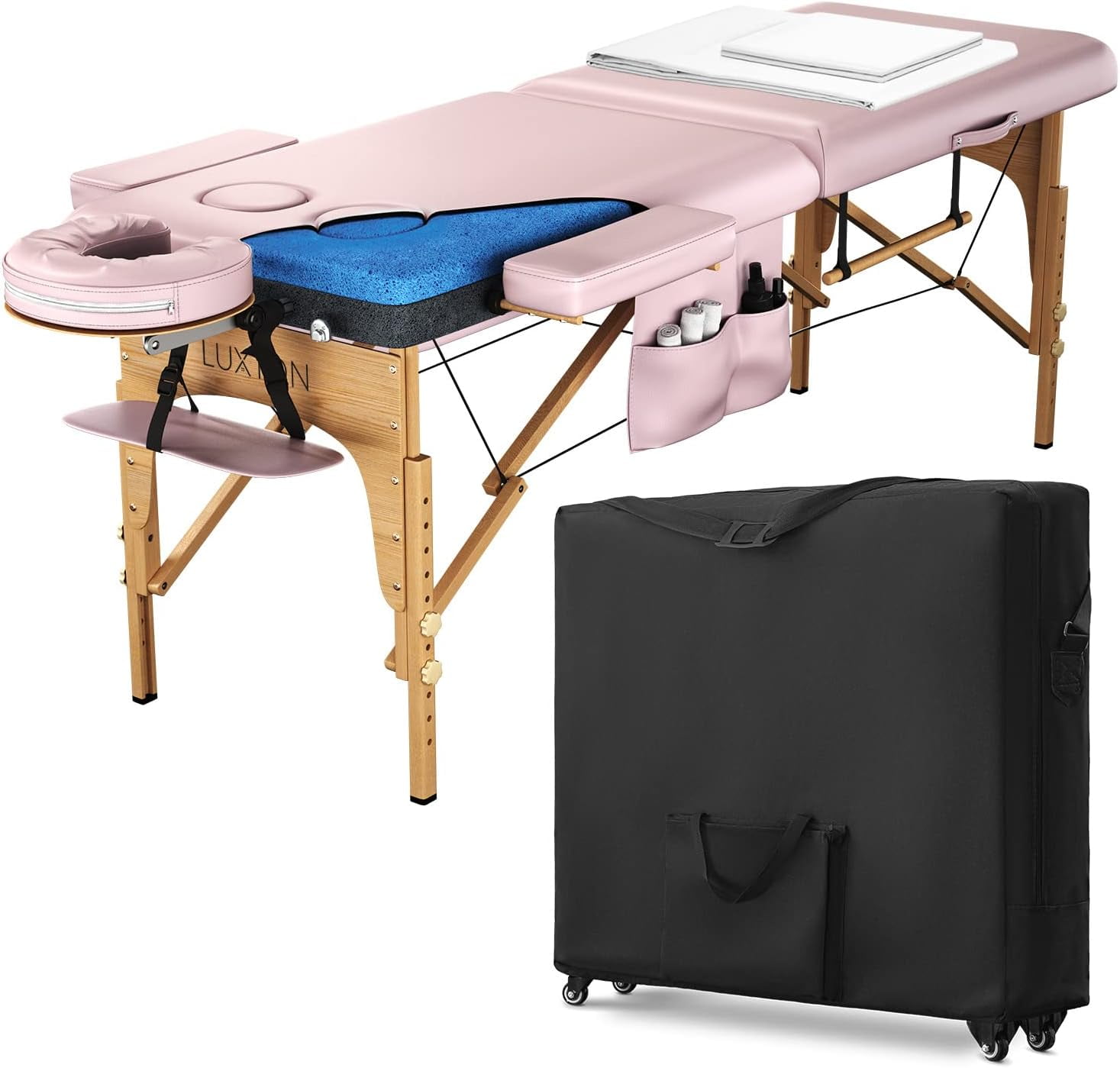 Luxton Home 3-Section Premium Memory Foam Massage Table With Rolling - View #11