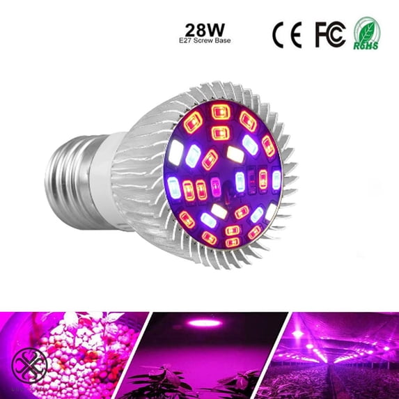 Luxtrada (1/2/4 Pack)LED Grow Light, 28W Full Spectrum E26 27 LEDs Grow Light Bulbs for Indoor Plants Greenhouse