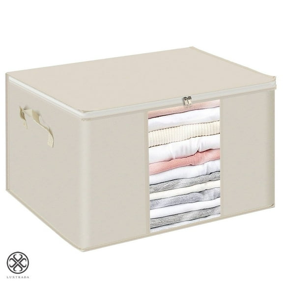 Luxtrada 1/2pcs Foldable Storage Bag Organizers, Waterproof Anti-Mold Moisture Proof Clothes Storage Container Zipper Bag for Blanket Comforter Bedding, Closet Storage Boxes