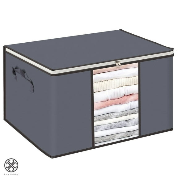 Luxtrada 1/2pcs Foldable Storage Bag Organizers, Waterproof Anti-Mold Moisture Proof Clothes Storage Container Zipper Bag for Blanket Comforter Bedding, Closet Storage Boxes