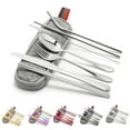 thumbnail image 1 of Luxtrada 1 Set Stainless Steel Tableware Set Portable Straw Chopsticks Spoon Fork Set with Storage Bag Dinnerware Set (Silver), 1 of 7
