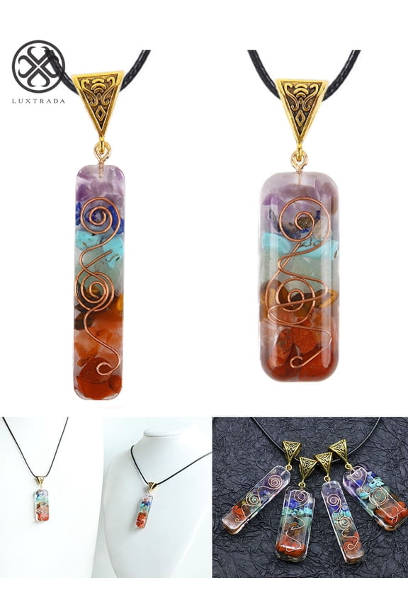 1 Set of 2pcs 7 Chakra Orgone Energy Generator Pendant Copper Coil Orgonite Necklace Healing Chakra Orgonite Pendant