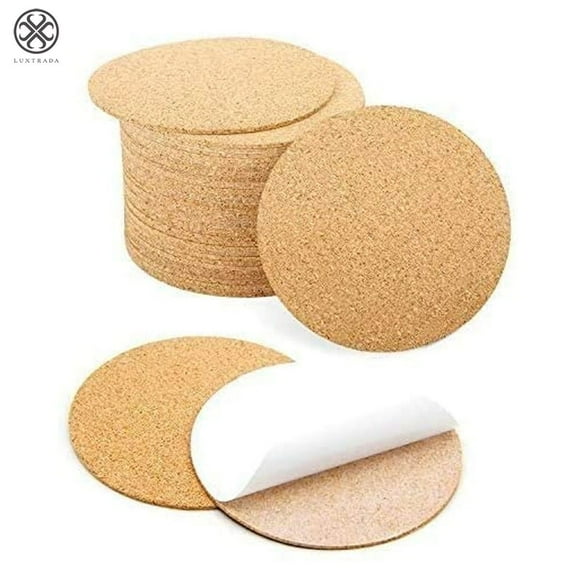 Luxtrada 10/30 Pack Self-Adhesive Cork Round 4 x 4 Inches Cork Backing Sheets Cork Tiles for Cork Coasters and DIY Crafts