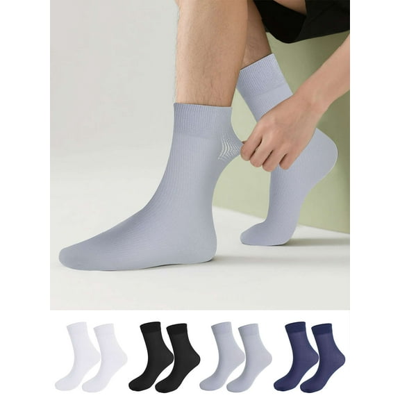 Luxtrada 10 Pairs Mens Sheer Ankle Quater Socks for Men Business/Casual Breathable Fresh Cool Soft Thin Sock (Gray)