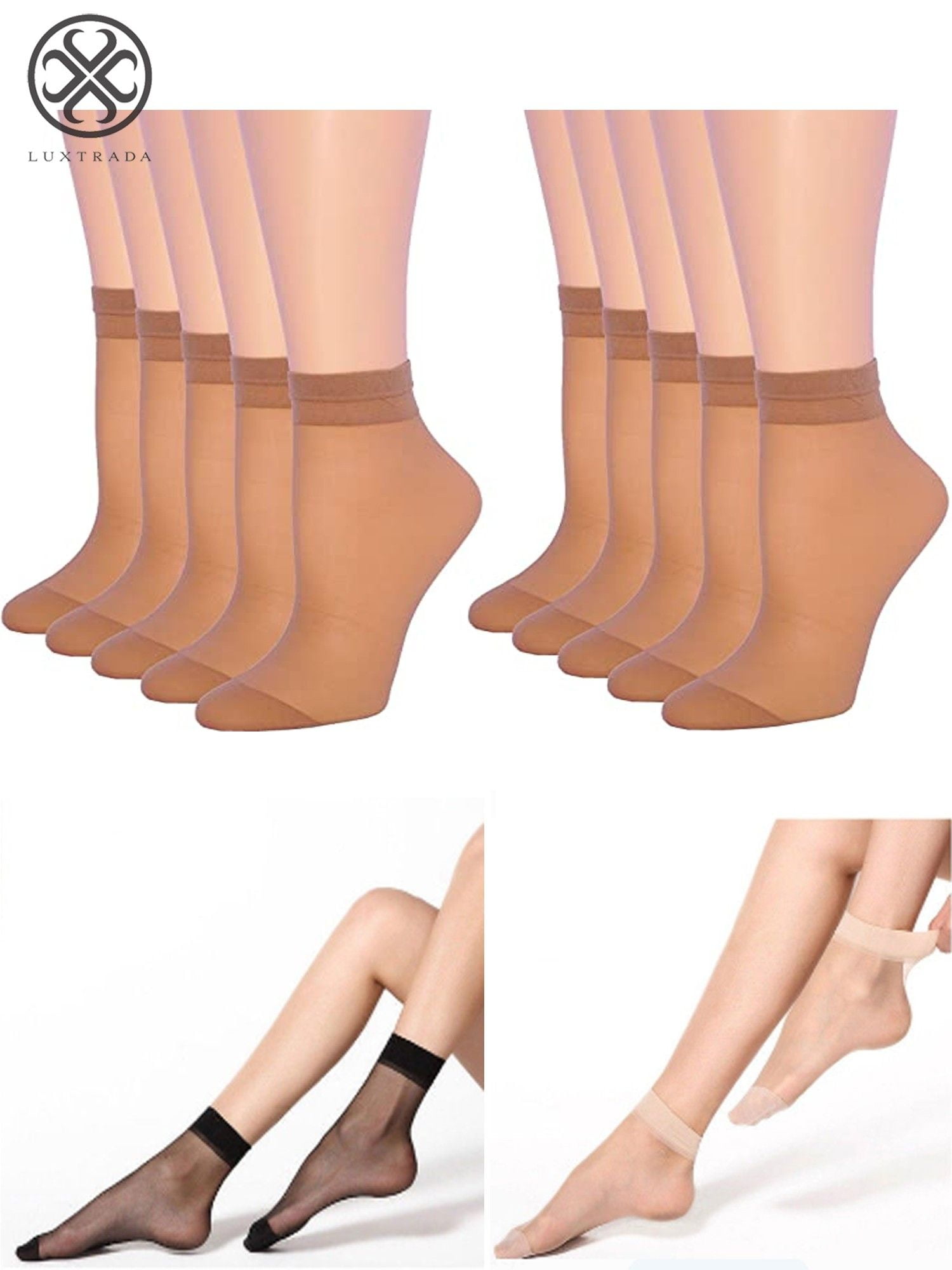 15 Pairs Women Ladies Sheer Stocking Elastic Short Anklets Silk Socks Short BULK