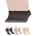 thumbnail image 1 of Luxtrada 10 Pairs Women's Ankle Socks Sexy Elastic Silky Short Silk Stockings Anti-Slip Hosiery Socks Reinforced Toe (Black), 1 of 9