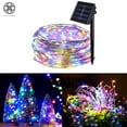 thumbnail image 1 of Luxtrada 100 LED 33ft Solar String Lights 8 Modes Solar Powered Copper Wire Fairy Lights IP65 Waterproof Indoor Outdoor Lighting for Home, Garden, Party, Path, Lawn, Wedding, Christmas, DIY Decoration, 1 of 9