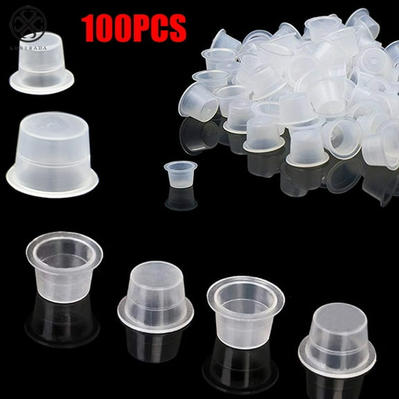 Luxtrada 100 pcs Ink Caps Plastic Cups Tattoo Supplies (Small)