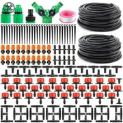 Luxtrada 100FT Garden Automatic Drip Irrigation Set,30m Adjustable Micro DIY Irrigation Kit Plant Water Saving System,1/4" Heavy Duty Tube Watering Kit for Patio Lawn Garden Greenhouse Flower Bed