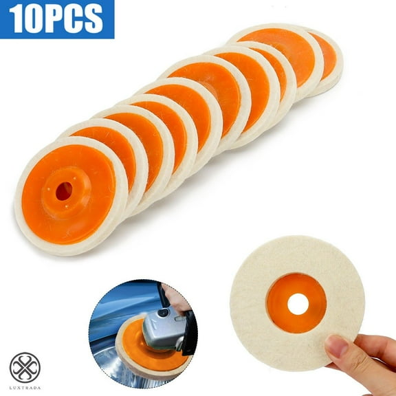Luxtrada 10pcs 4" Wool Felt Disc Polishing Buffing Wheel Pad Felt Pad Angle Grinder Buffer Disc