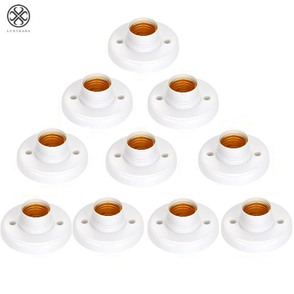 Luxtrada 10pcs E27 Light Bulb Pendant Lamp Round Fixing Base Holder Screw Cap Socket Lamp Socket Adapter