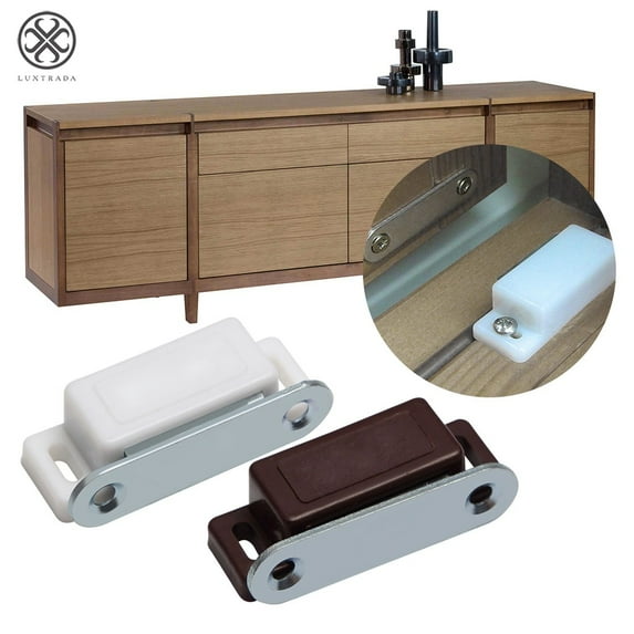 Luxtrada 10pcs Small Magnetic Door Catches Kitchen Cupboard Wardrobe Cabinet Latch Catch (Brown)