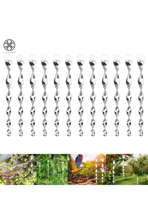 12 Pack Bird Scare Rods Hanging Reflective Pest Repellent and Deterrent for Home
