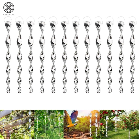 Luxtrada 12 Pack Bird Scare Rods Hanging Reflective Pest Repellent and Deterrent for Home