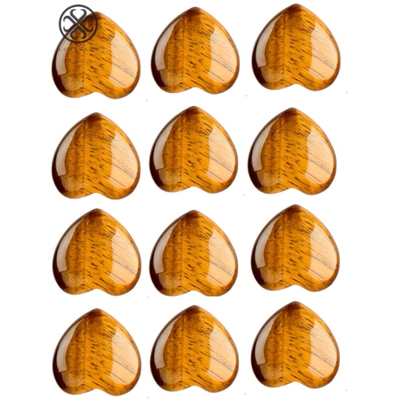 Luxtrada 12 pcs Natural Tiger's Eye Stone 20mm Heart Pocket Stone,Healing Crystal Chakra Reiki Balancing