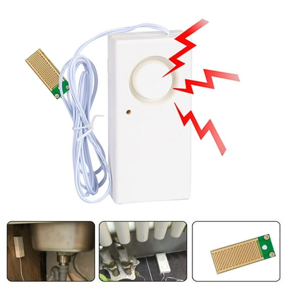 Luxtrada 120dB Water Leak Alarm Detector Sensor Water Leakage Sound Alarm Flood Wired Sensor Siren for Home Security, Basement, Floor, Work Alone Home Security Low Battery Alert