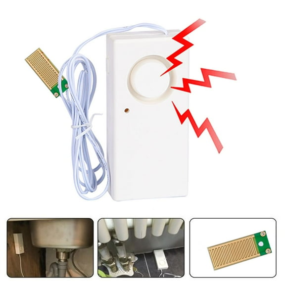 Luxtrada 120dB Water Leak Alarm Detector Sensor Water Leakage Sound Alarm Flood Wired Sensor Siren for Home Security, Basement, Floor, Work Alone Home Security Low Battery Alert