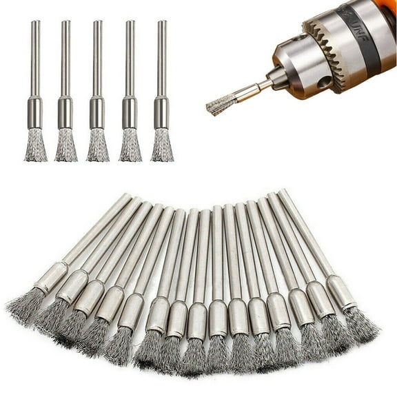Luxtrada 15PC Stainless Steel Wire Brush Set Dremel Tool Rotary Die Grinder Removal Wheel