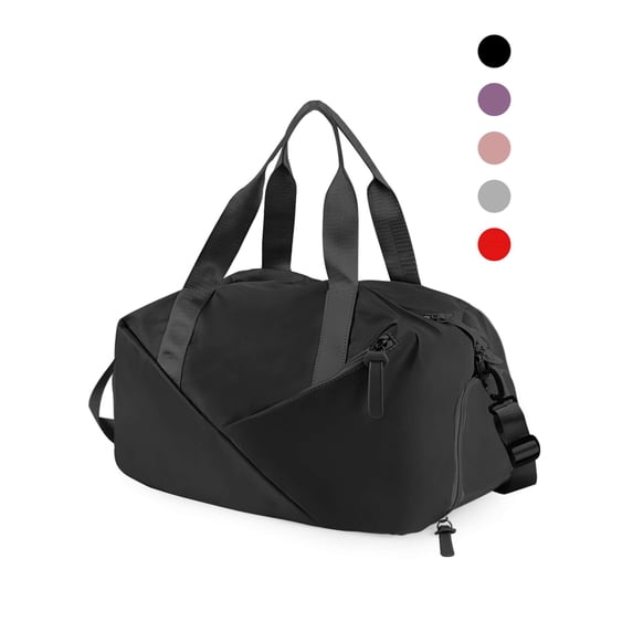 Luxtrada 18" Duffle Gym Bag Travel Overnight Bag, Gym Bag for Women , Shoulder Weekender Bag with Wet Pocket for Women Men (Black)