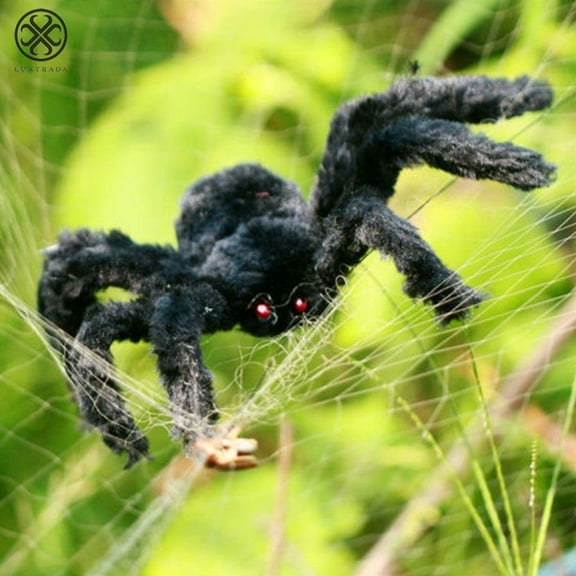 Luxtrada 1PCS 30CM Mini Halloween Virtual Realistic Hairy Black Spider Adjustable Long Feet for Halloween Decoration(Black)