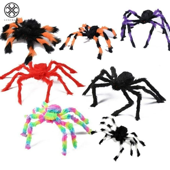 Luxtrada 1PCS 30CM Mini Halloween Virtual Realistic Hairy Spider Adjustable Long Feet for Halloween Decoration(Multicolor,Random Color 1pcs)