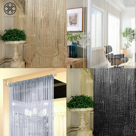 Luxtrada 1pcs Crystal Tassel Fringe Beaded Window Panel Darkening Energy-Efficient Thermal Curtain Panel White