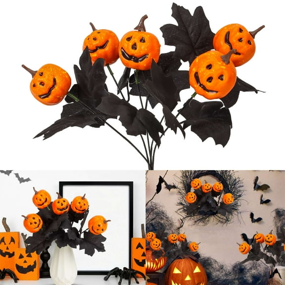 Luxtrada 2/1PCS Black Halloween Pumpkin Decorations Indoor Artificial Fake Flowers