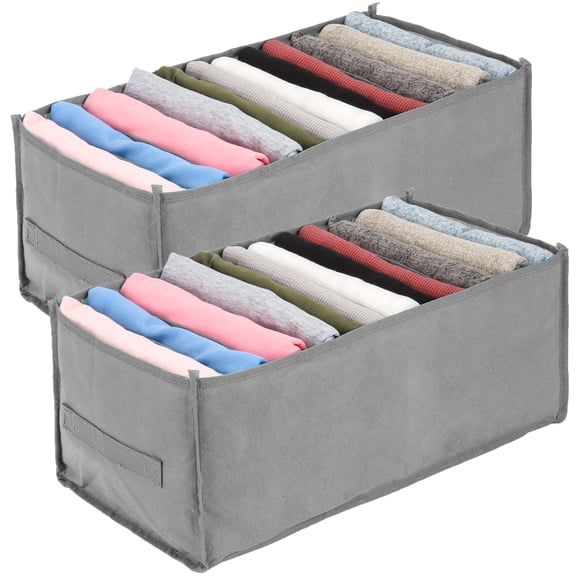 Luxtrada 2/1PCS Wardrobe Clothes Organizer Closet Organizers and Storage Bags for Clothes with Reinforced Handle for Clothing, Bedding (12 Grids,Gray)