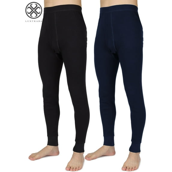 Luxtrada 2/1pack Mens Cotton Thermal Underwear Bottom Classic Midweight Waffle Thermal Underwear Bottoms