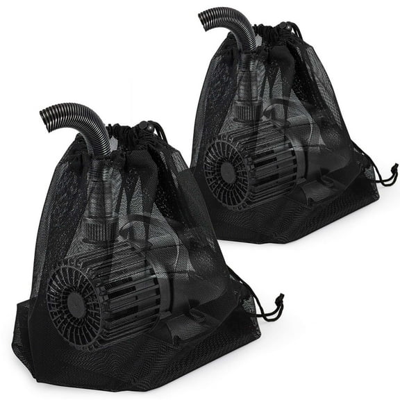 Luxtrada 2/1pcs Pump Barrier Bag, Pond Pump Filter Bag, Black Media Bag Large Pump Mesh Bag for Outdoor Water Ponds Filters