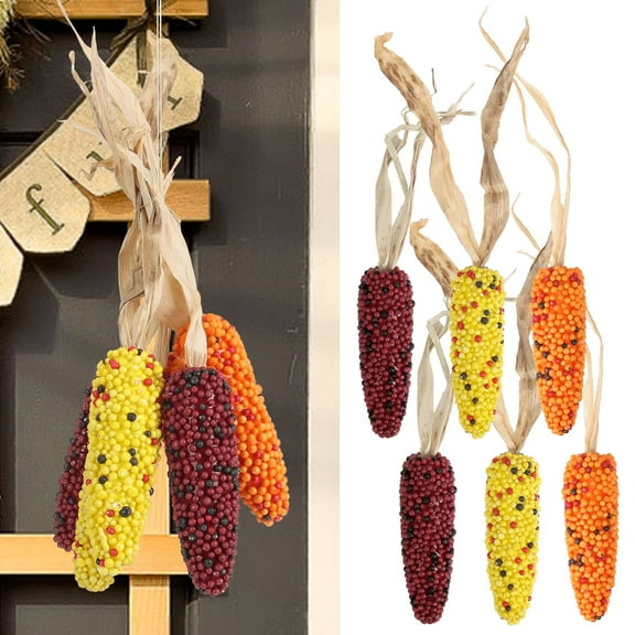 Luxtrada 2-Pack Ornamental Corn Decoration -Thanksgiving, Fall, Home Decor (Orange)