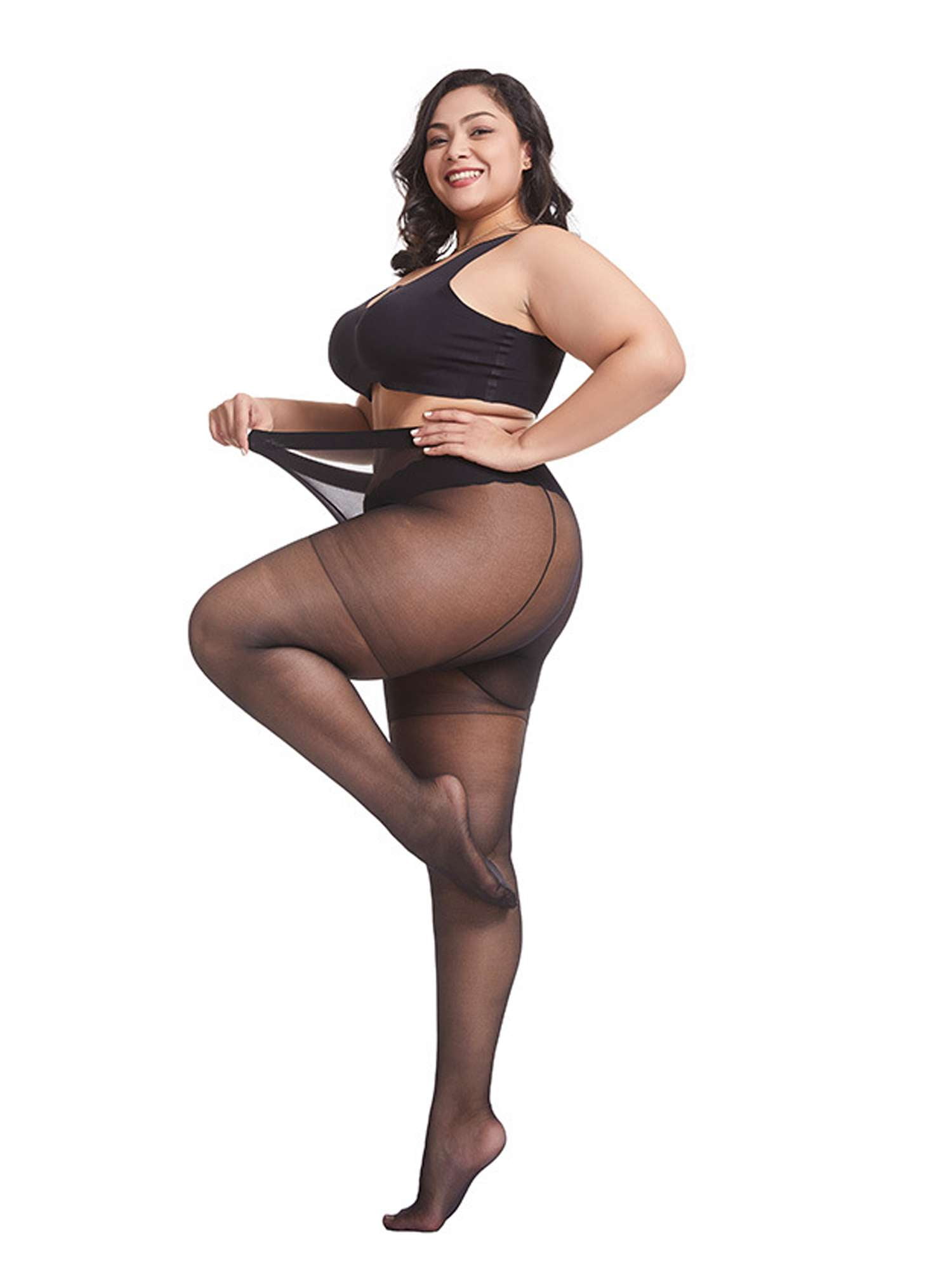 Luxtrada 2 Pack Plus Size Pantyhose for Women Sheer Stocking Nude 20D Ultra Durable Queen Size Tights (Black)