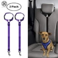 thumbnail image 1 of Luxtrada 2 Packs Adjustable Pet Dog Cat Car Seat Belt Safety Leads Vehicle Seatbelt Harness , Made from Nylon Fabric (Purple), 1 of 11