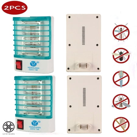 Luxtrada 2 Packs Insect Mosquito Killer Bug Zapper Indoor Plug-in Mosquito and Fly Trap, with Bright LED UV Light Attracter for Repels Ants, Fleas, Rats, Rodents, Roaches, Fruit Flies - Blue