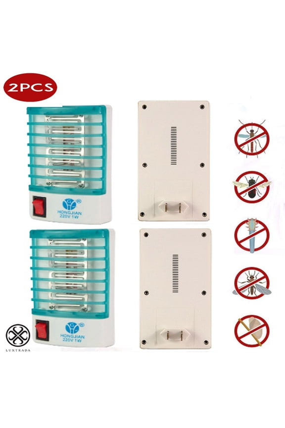 2 Packs Insect Mosquito Killer Bug Zapper Indoor Plug-in Mosquito and Fly Trap, with Bright LED UV Light Attracter for Repels Ants, Fleas, Rats, Rodents, Roaches, Fruit Flies - Blue