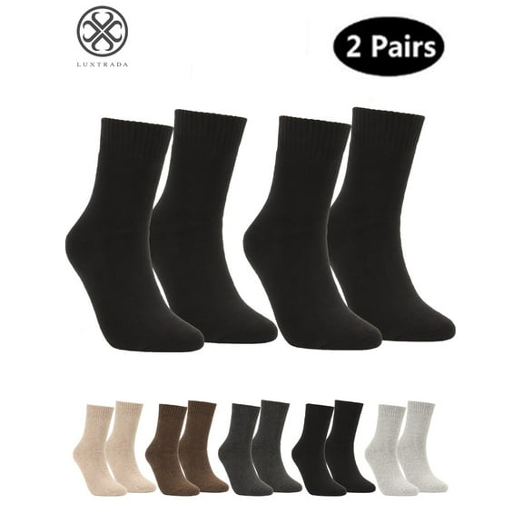 Luxtrada 2 Pairs Cotton Moisture Wicking Control Comfort Fit Performance Cushion Ankle Mid Crew Sock for Best Running, Athletic Sports, Travel