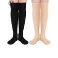 thumbnail image 1 of Luxtrada 2 Pairs Women Thigh High Socks Winter Thick Fleece Lined Over the Knee High Boot Stockings Nylon Winter Warm Sock (Black+Apricot), 1 of 8
