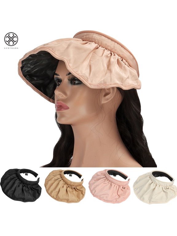 2 in 1 Sun Visor Hats Headbands for Women Wide Brim Roll-up Summer Beach Hats Sun Visor Cap Hat UPF 50+ UV Sun Protection Foldable Packable