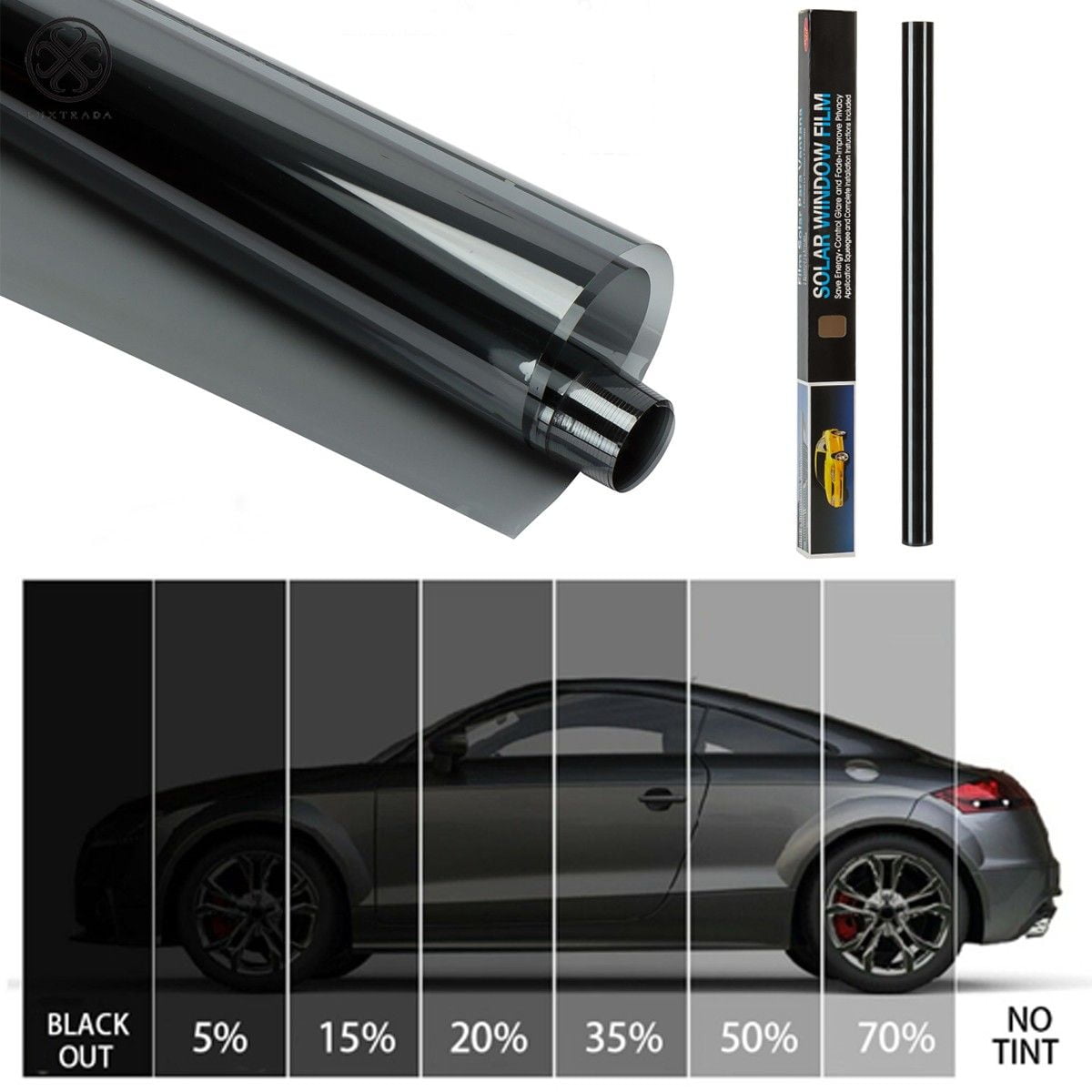 Luxtrada 20% Uncut Roll Window Tint Film Charcoal Black Car Glass Office 