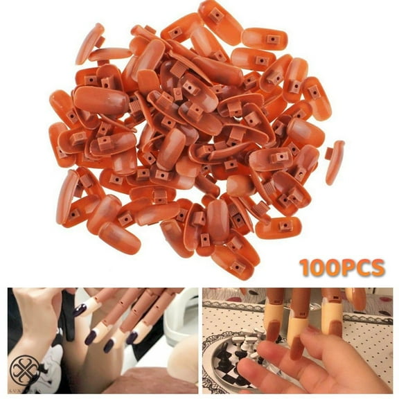 Luxtrada 200/100Pcs False Nail Tips DIY Nail Training Manicure Tool Nail Art Tips Replacement Refill Nail Tips for Practice Hand Nail Display Manicure Supply for Training